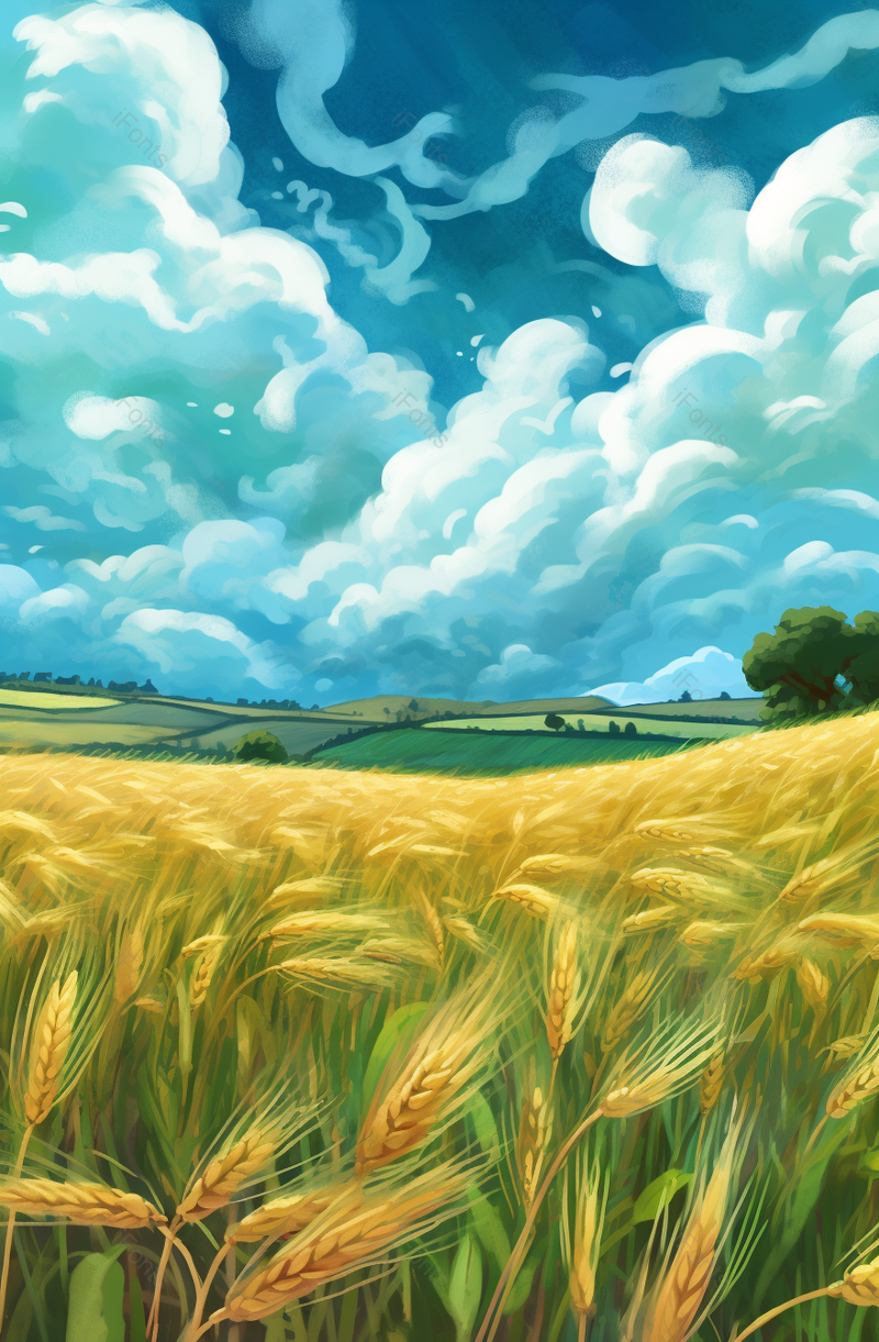 小满二十四节气金色成熟小麦插画,插画/手绘图,插画/手绘图库,插画/手绘图下载,插画/手绘